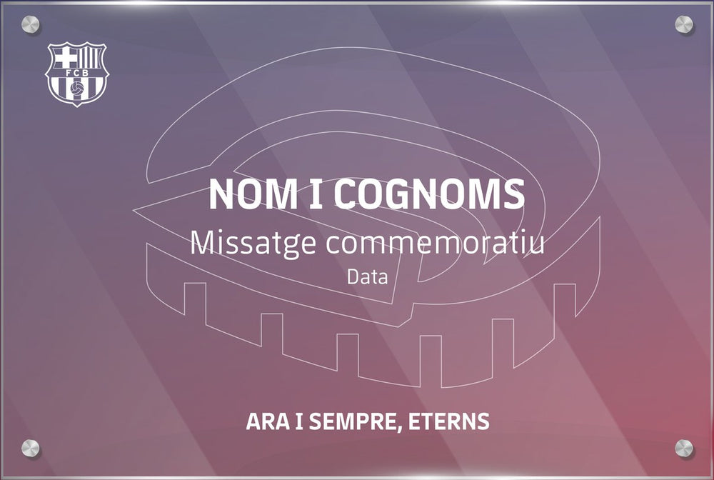 Placa commemorativa amb nom, missatge i data