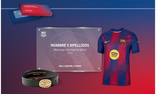 WELCOME PACK - PLACA CONMEMORATIVA CON EQUIPACIÓN Y PULSERA ETERN SPOTIFY CAMP NOU